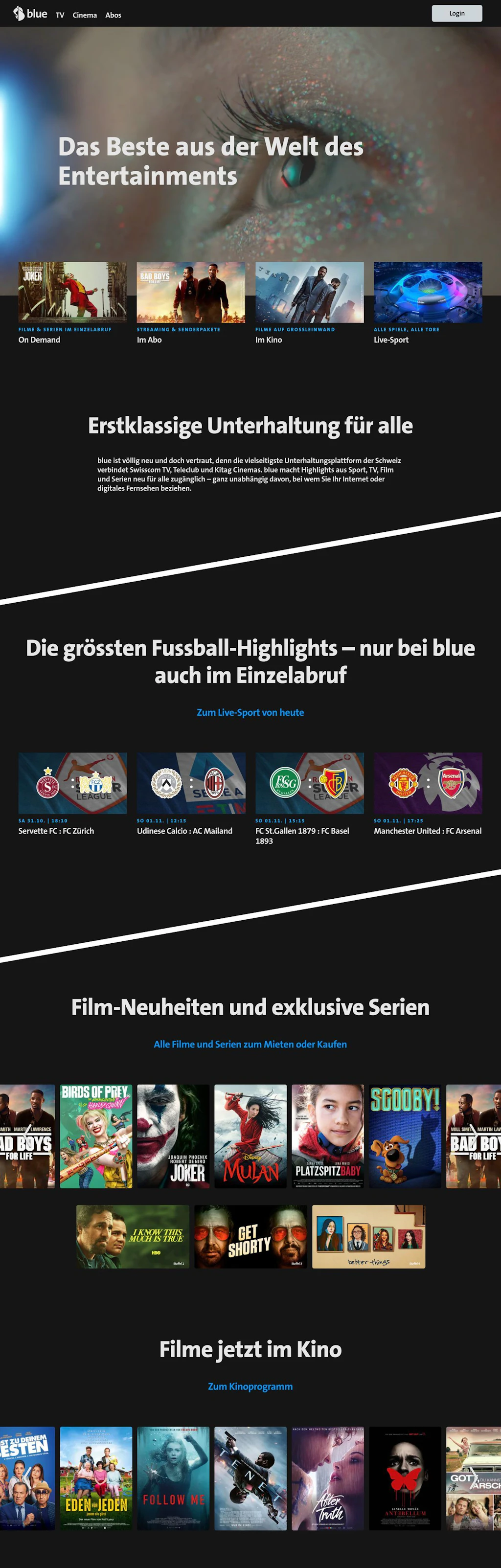 Blue.ch unifies the world of entertainment around Swisscom.